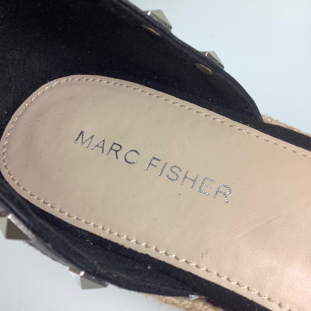 Marc Fisher Jazlyn Studs black suede open toe Espandrille Sandals Size 8.5M EU - Picture 2 of 10
